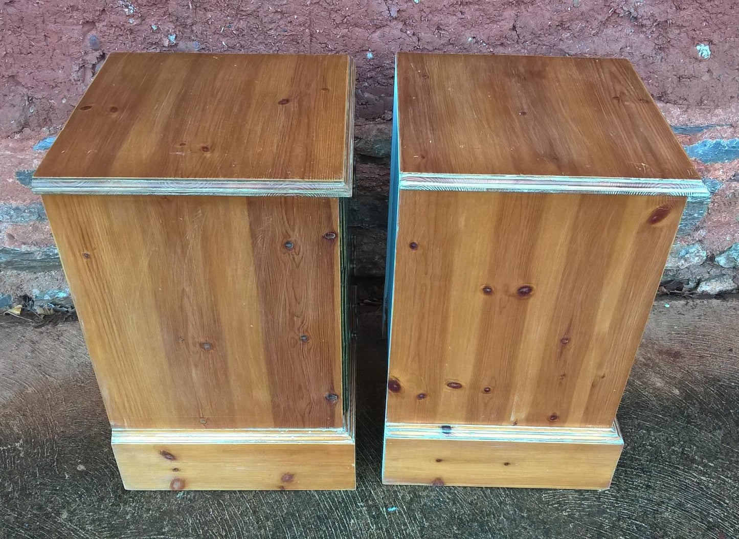 A Pair Of Vintage Stripped Pine Bedside Cabinets / Bedside Chests / Lamp Tables SOLD