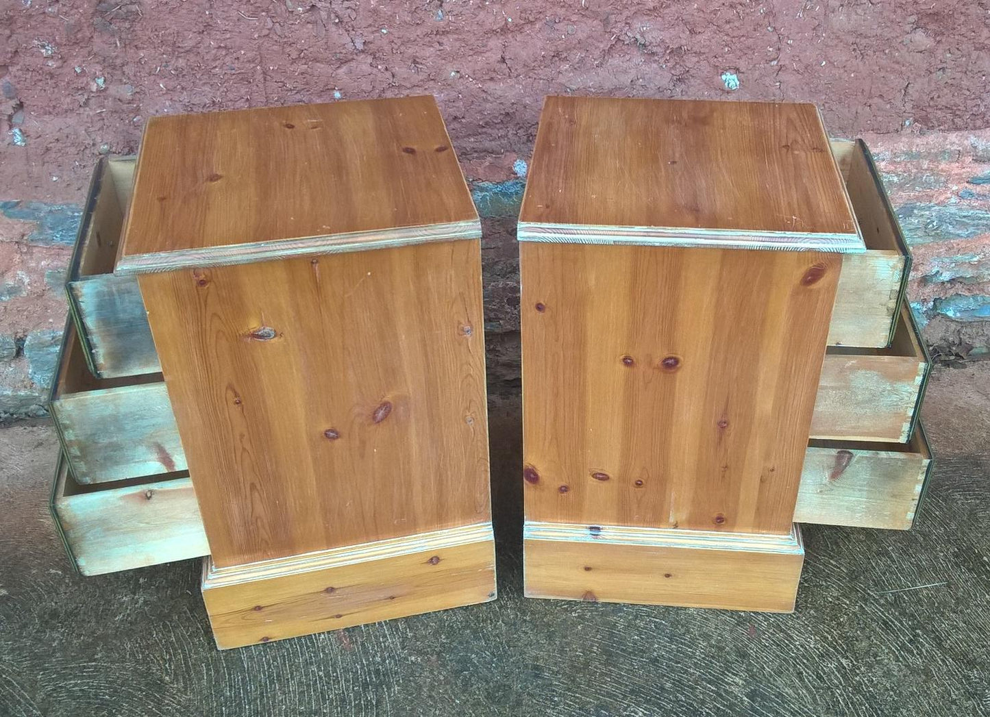 A Pair Of Vintage Stripped Pine Bedside Cabinets / Bedside Chests / Lamp Tables SOLD