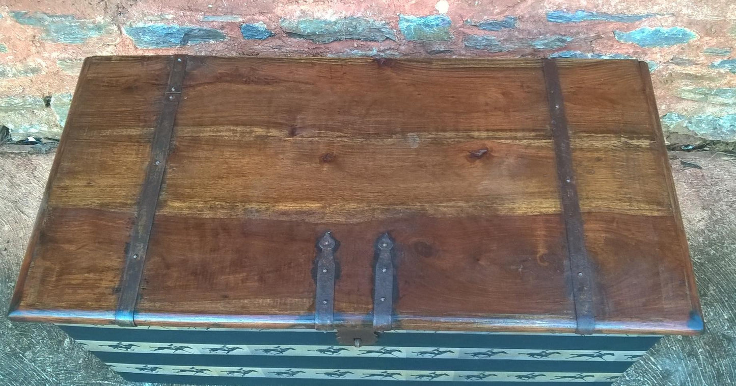 Vintage Hardwood Storage Chest - Upcycled Blanket Box - Coffee Table
