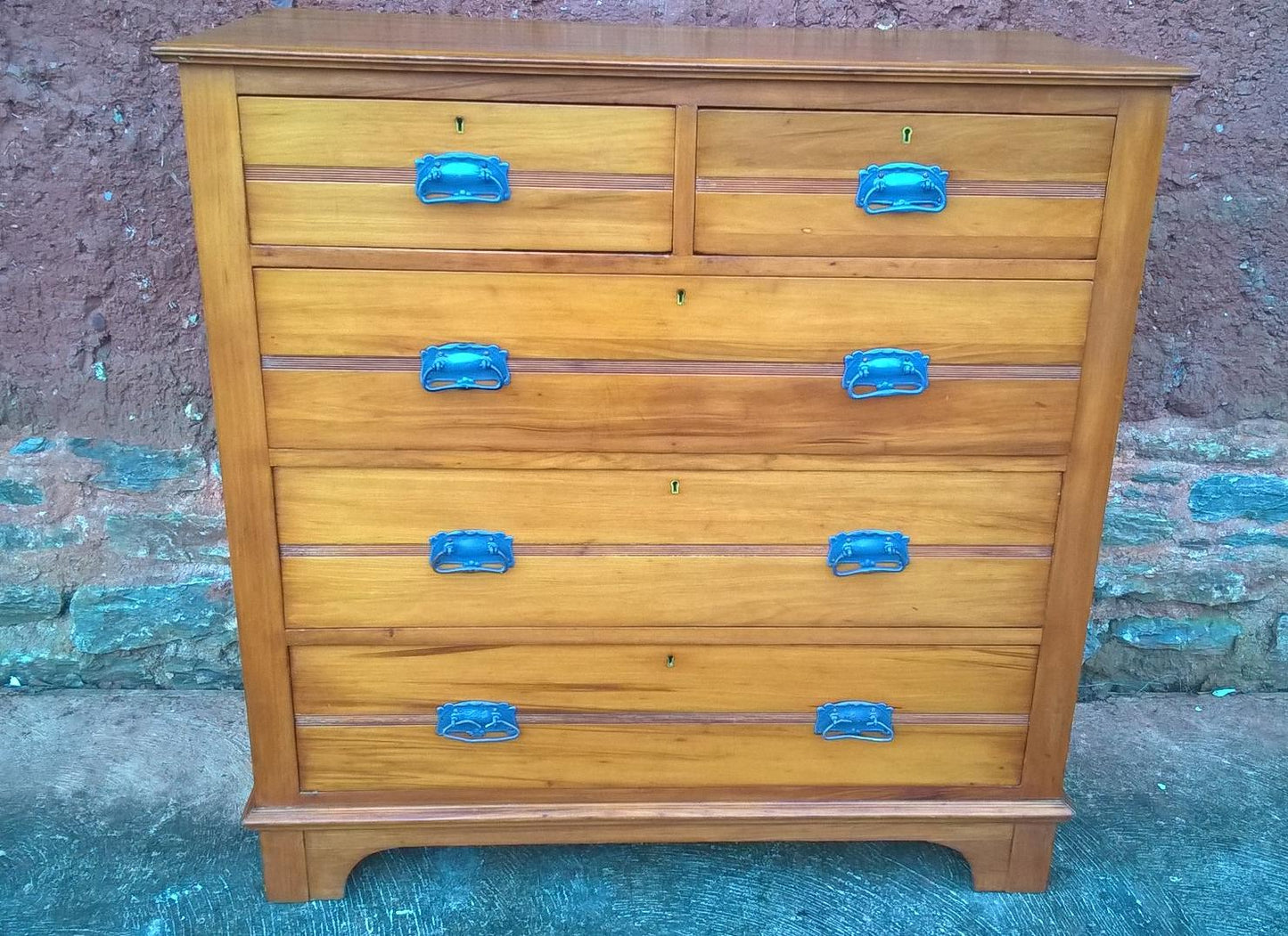 Vintage Hand Stripped Chest Of Drawers - Satin Walnut Chest