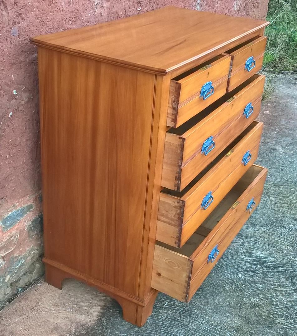 Vintage Hand Stripped Chest Of Drawers - Satin Walnut Chest