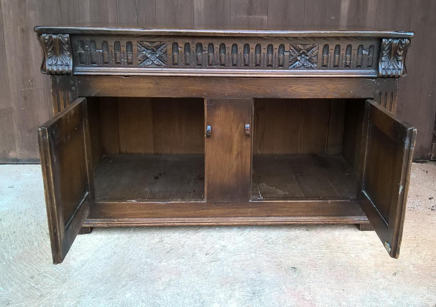 Upcycled Carved Solid Oak Coffer With Opening Doors - Blanket Chest - Coffee Table