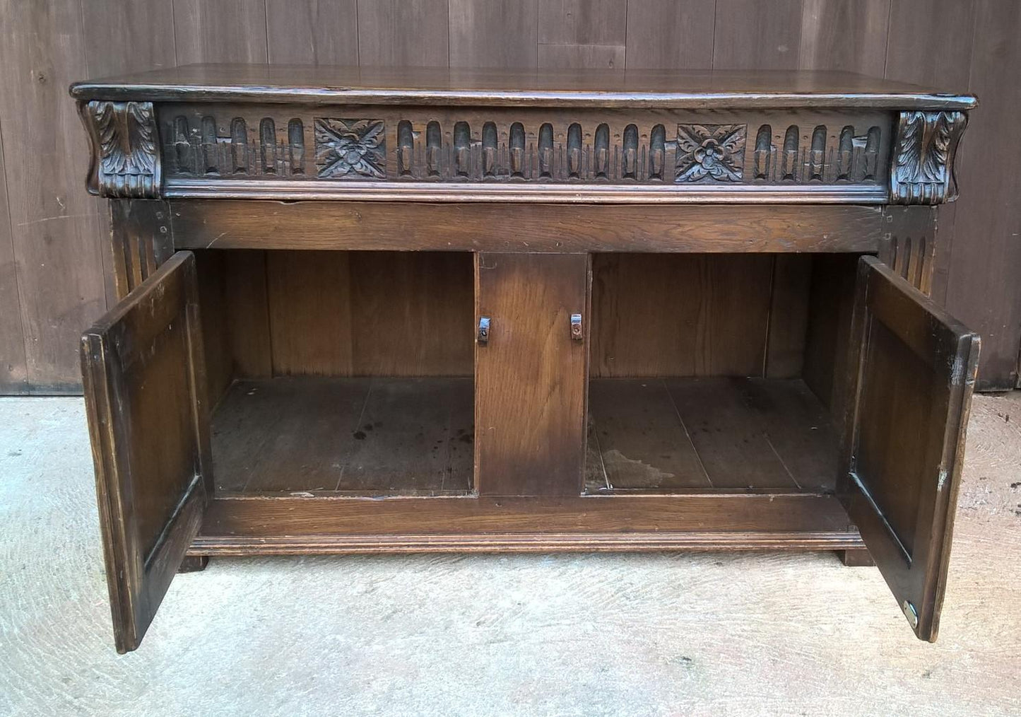 Upcycled Carved Solid Oak Coffer With Opening Doors - Blanket Chest - Coffee Table
