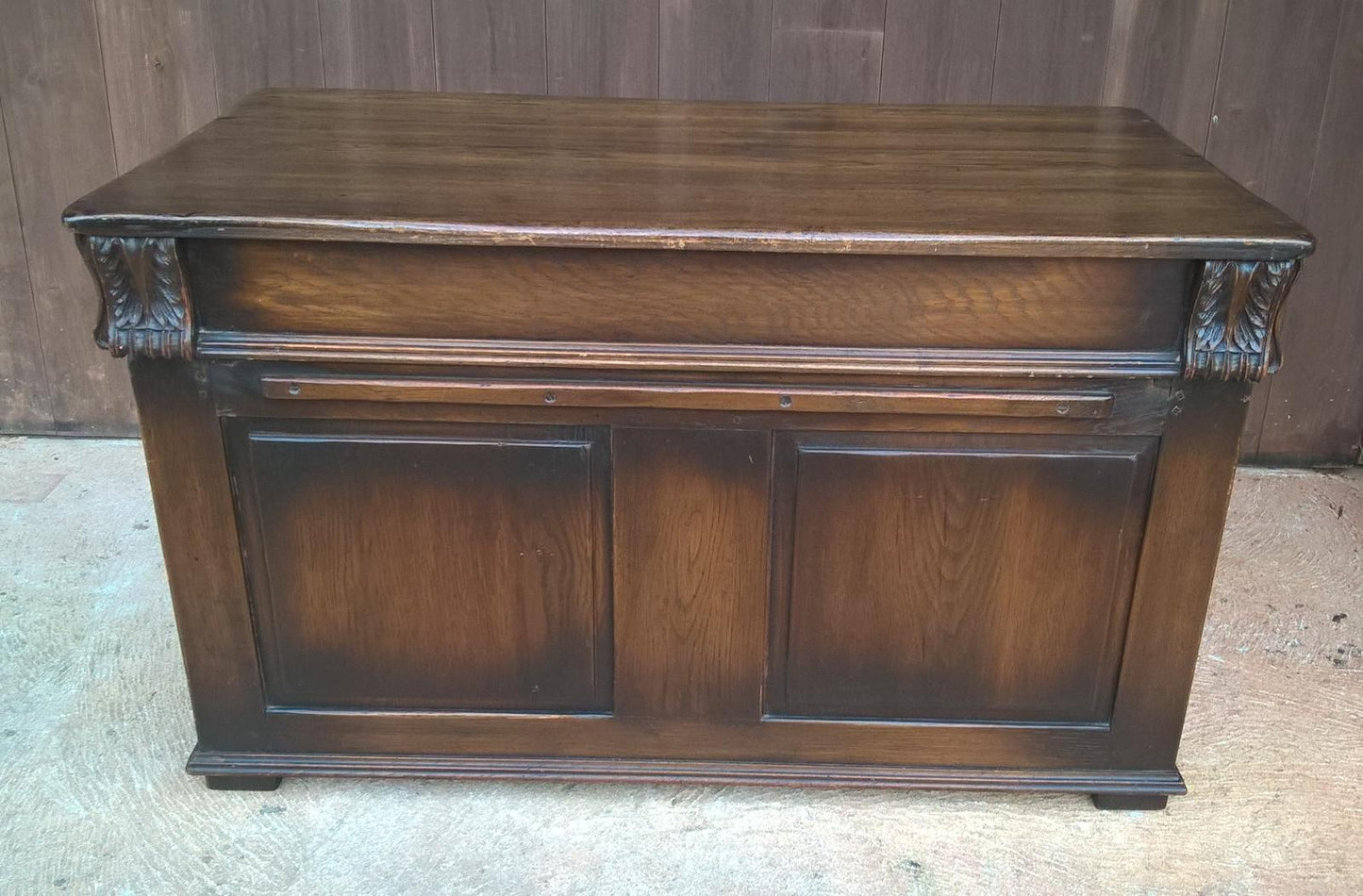 Upcycled Carved Solid Oak Coffer With Opening Doors - Blanket Chest - Coffee Table