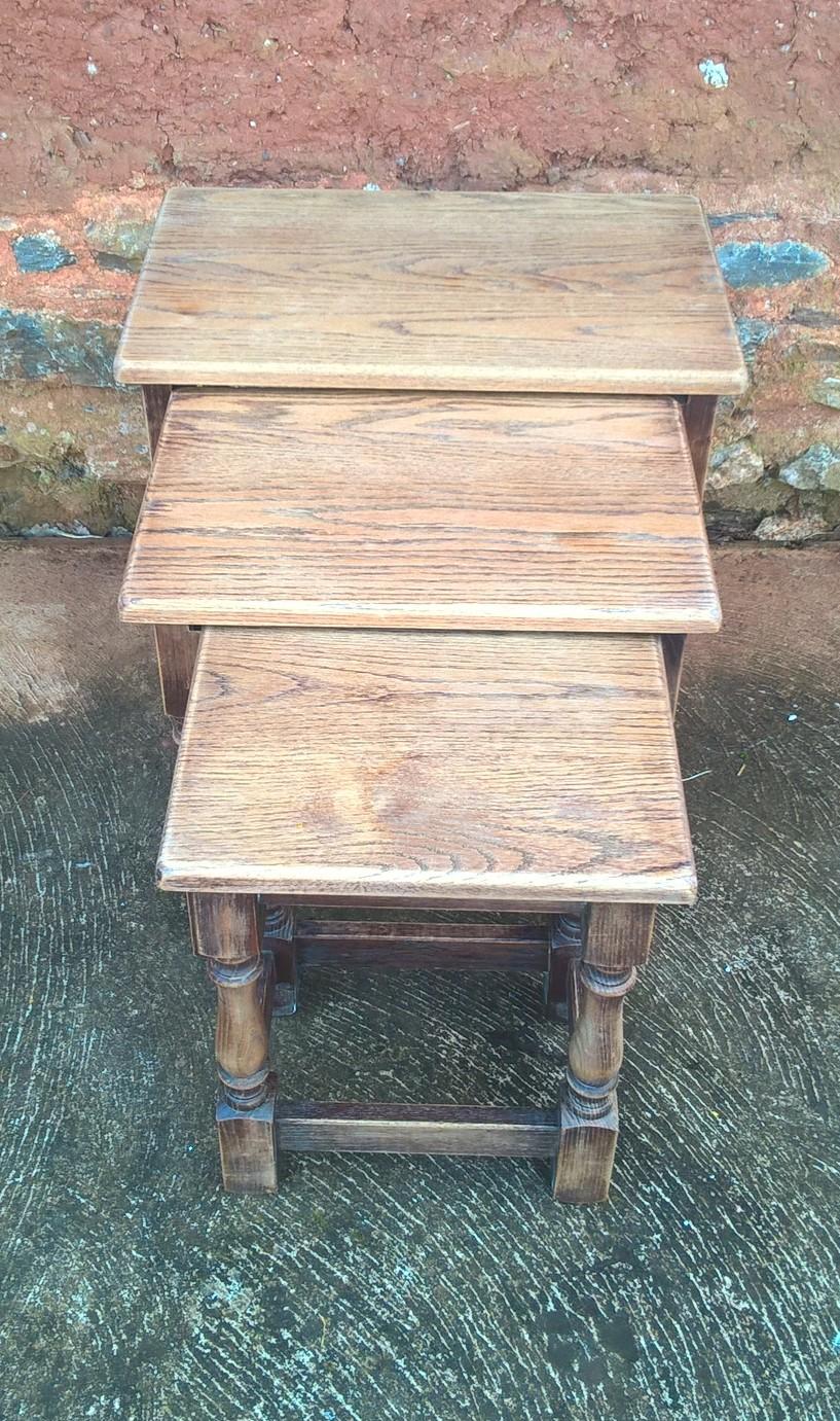 Rustic Vintage Nest Of Oak Tables Made By Jaycee