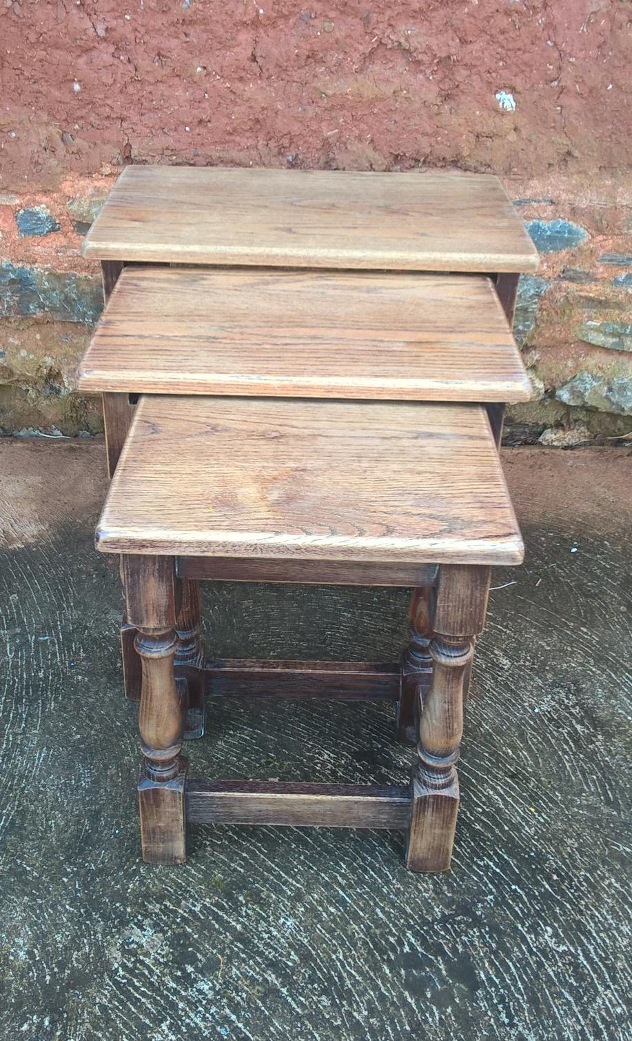 Rustic Vintage Nest Of Oak Tables Made By Jaycee