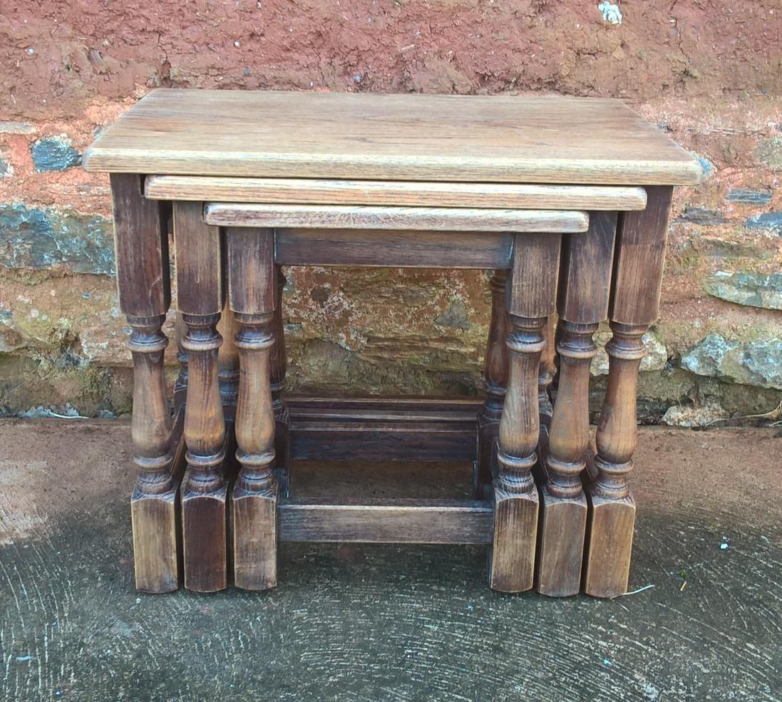 Rustic Vintage Nest Of Oak Tables Made By Jaycee