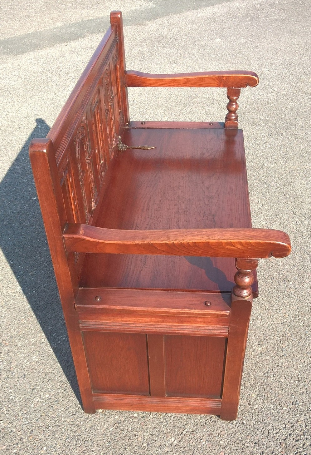 Small Vintage Carved Oak Settle - Gorgeous Old Charm Style Bench Seat
