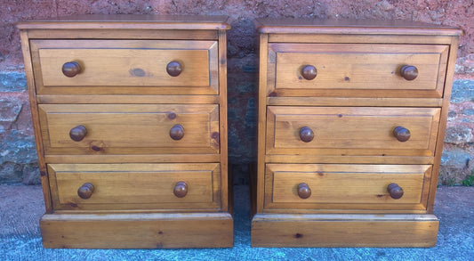 Gorgeous Pair Of Heavy Pine Bedside Chests - Pine Bedside Cabinets