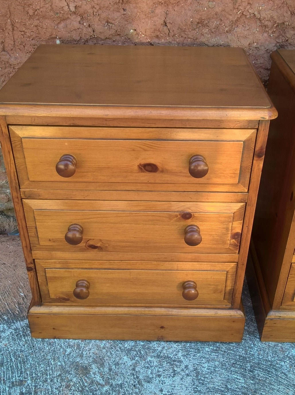 Gorgeous Pair Of Heavy Pine Bedside Chests - Pine Bedside Cabinets