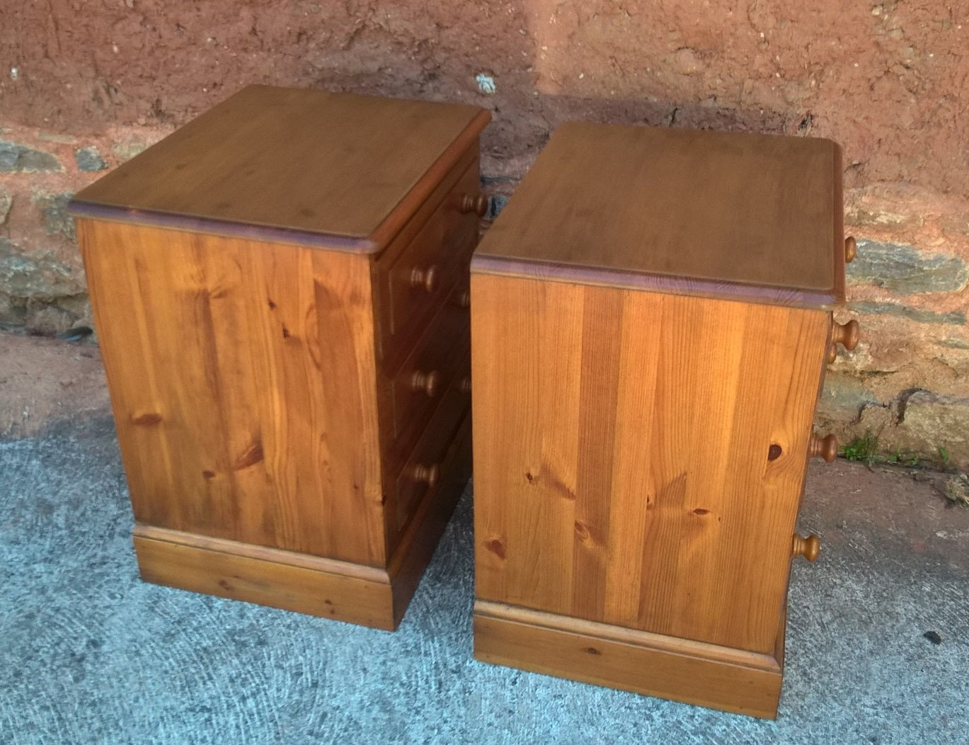 Gorgeous Pair Of Heavy Pine Bedside Chests - Pine Bedside Cabinets