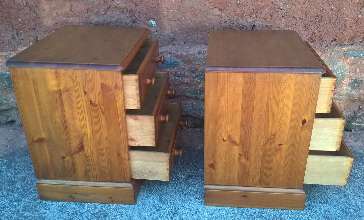 Gorgeous Pair Of Heavy Pine Bedside Chests - Pine Bedside Cabinets