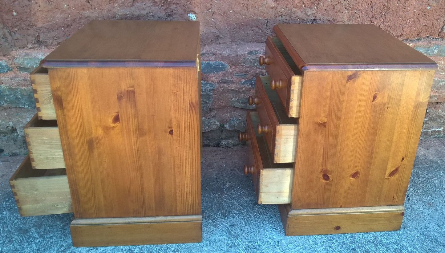 Gorgeous Pair Of Heavy Pine Bedside Chests - Pine Bedside Cabinets