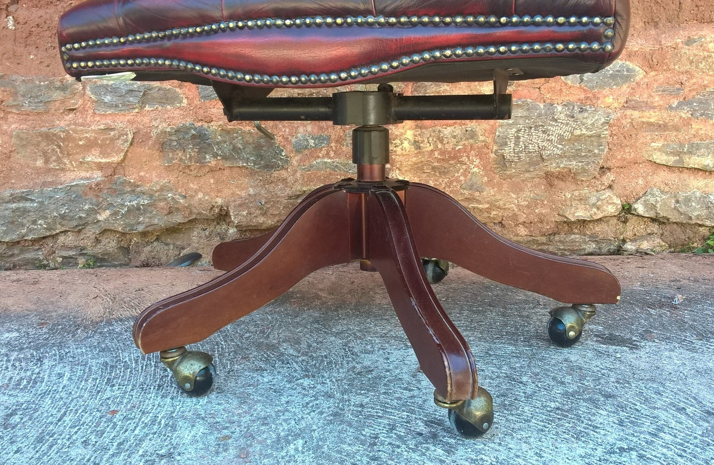 Gorgeous Vintage Oxblood Leather Desk Chair - Chesterfield Style Captains Chair