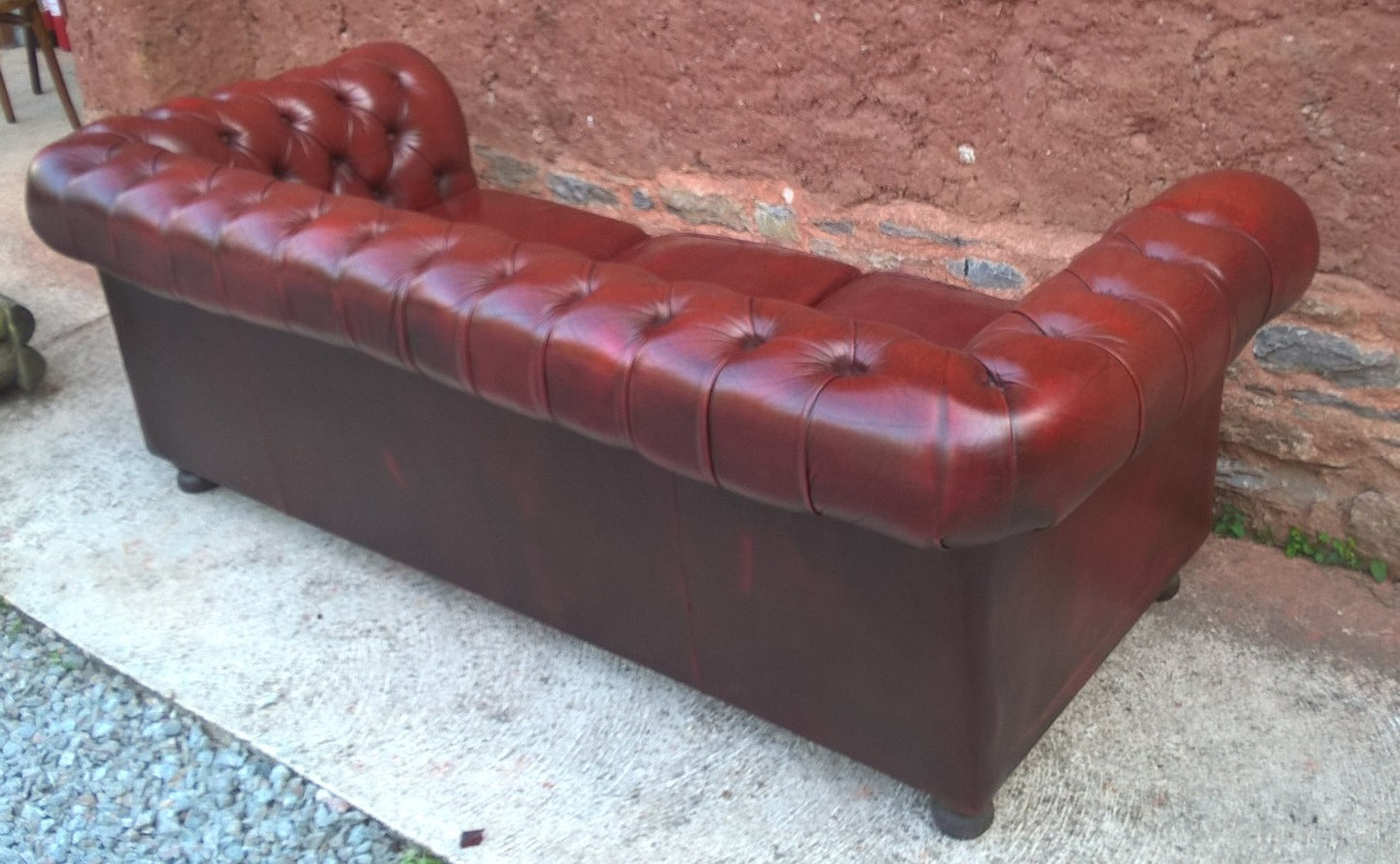 Chesterfield Leather Sofa - Vintage 3 Seat Settee -