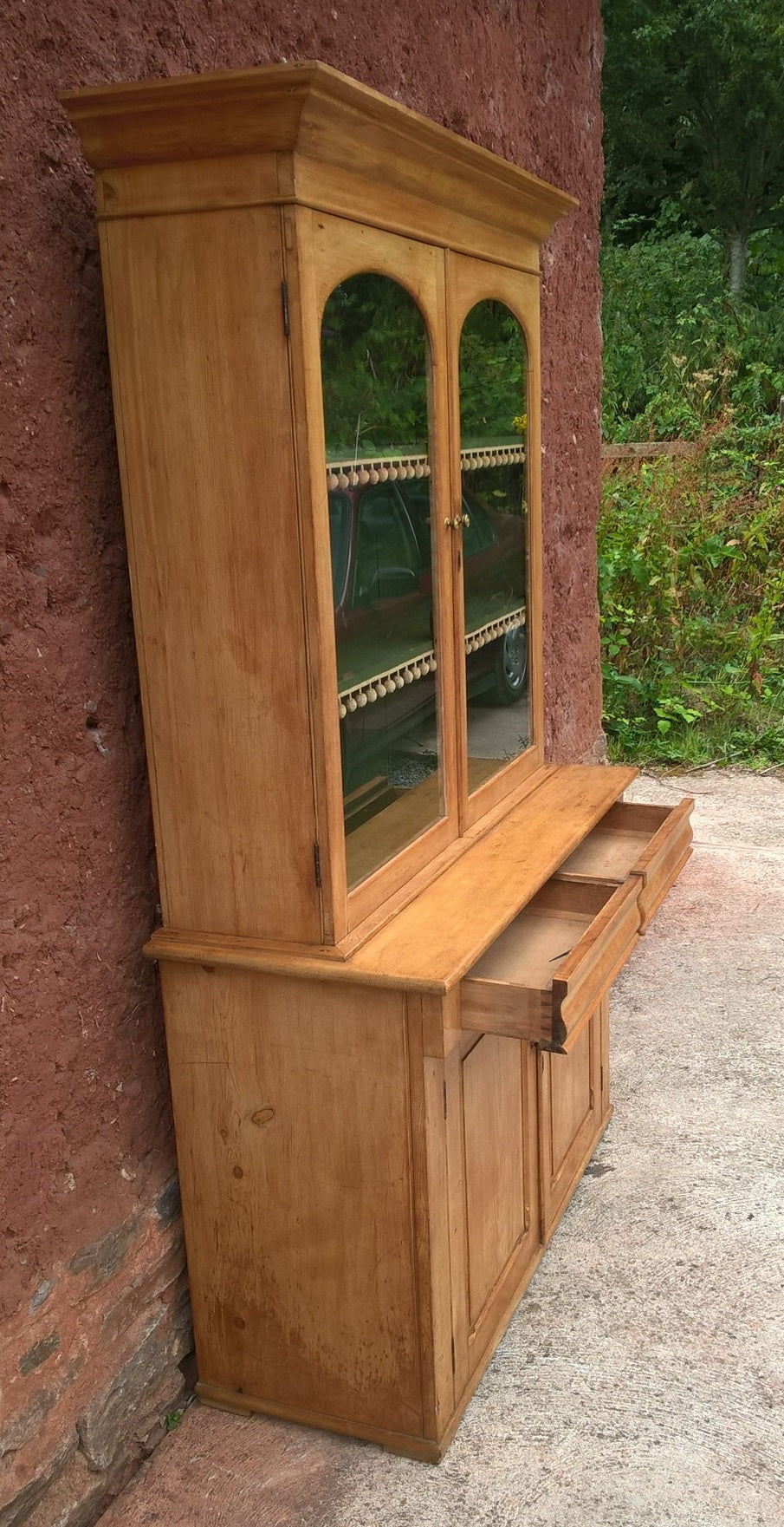 Gorgeous Antique Pine Glazed Dresser / Country Pine Bookcase
