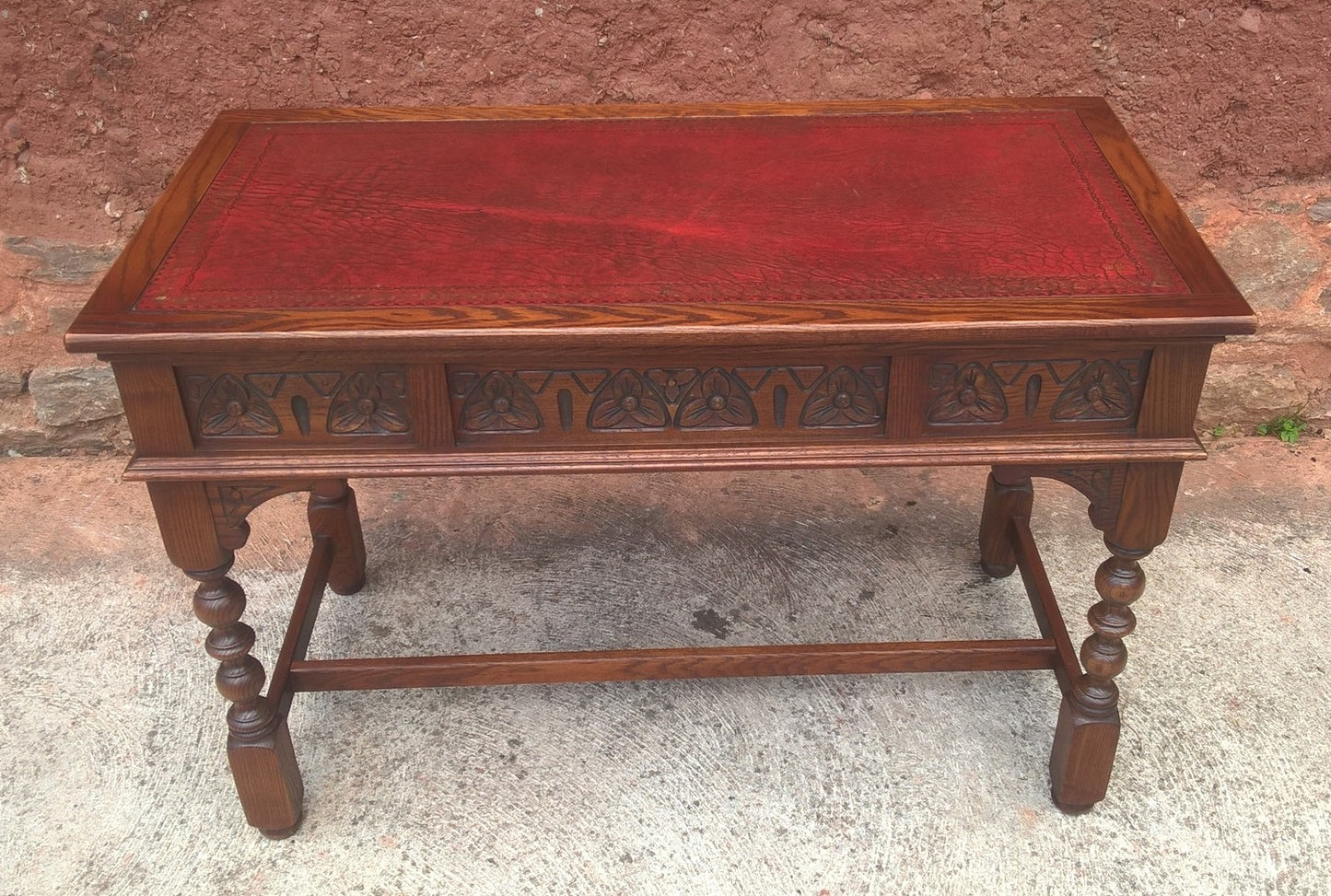 Stunning Vintage Old Charm Carved Oak Writing Table / Desk / Library Table