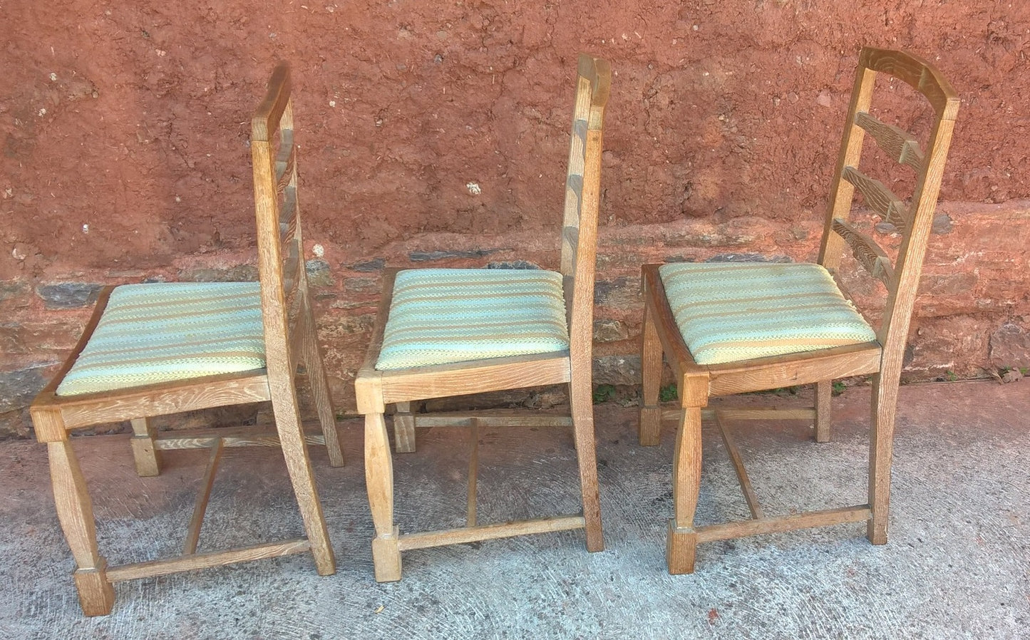 Set Of Six Arts And Crafts Limed Oak Dining Chairs