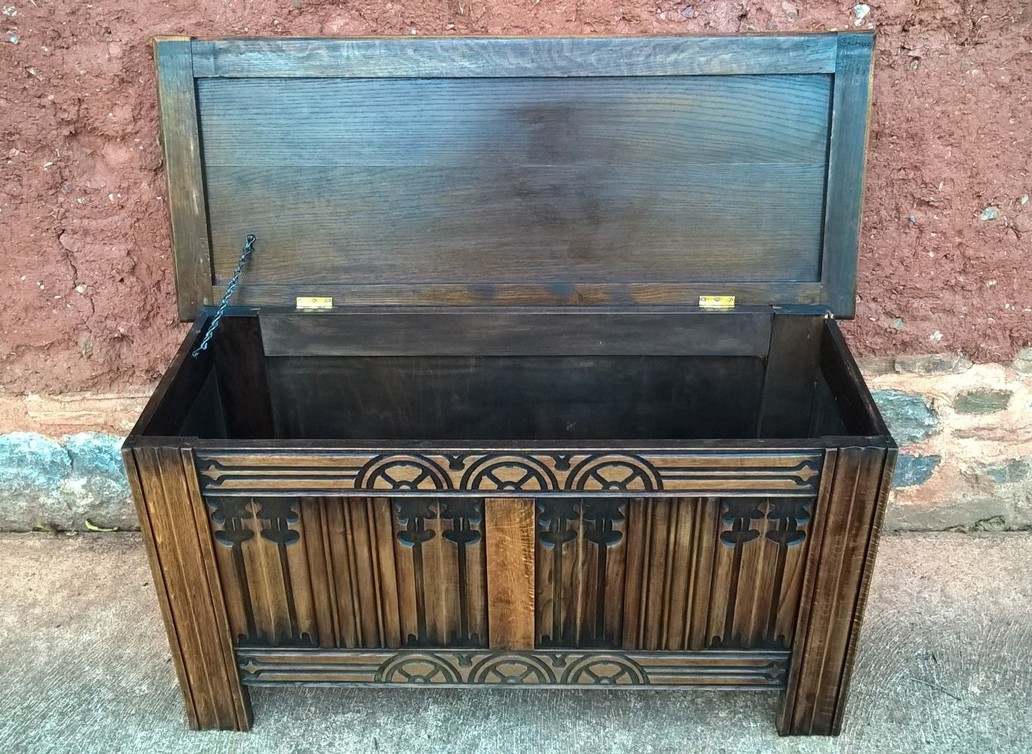 Carved Oak Vintage Coffer / Vintage Blanket Box / Oak Chest