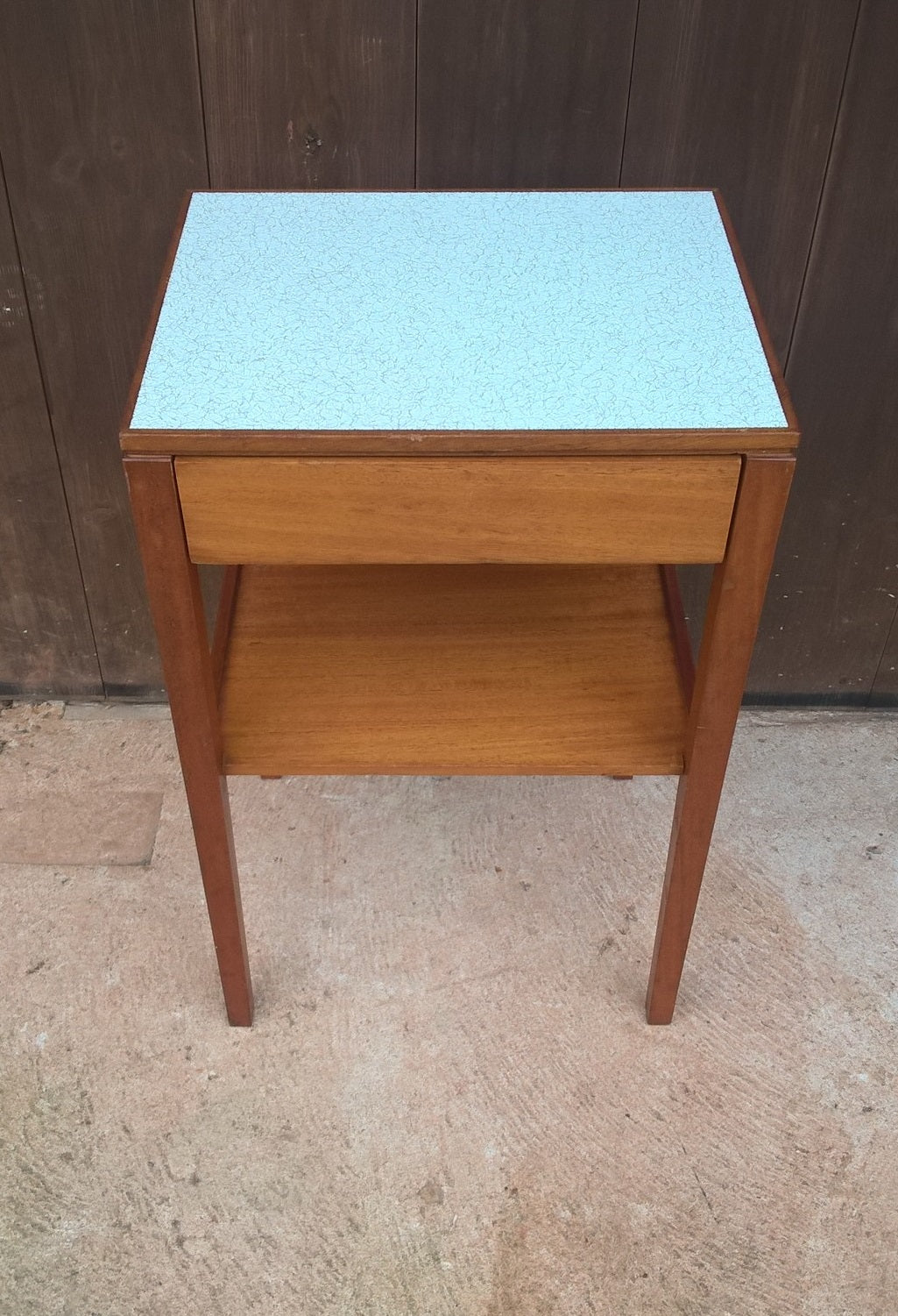 A PAIR OF TEAK RETRO BEDSIDE TABLES - RETRO LAMP TABLE