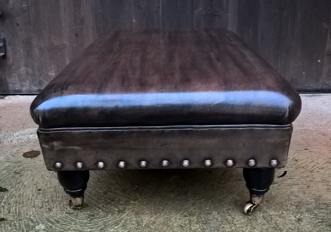 Gorgeous Vintage Leather Stool / Chesterfield Style Leather Footstool