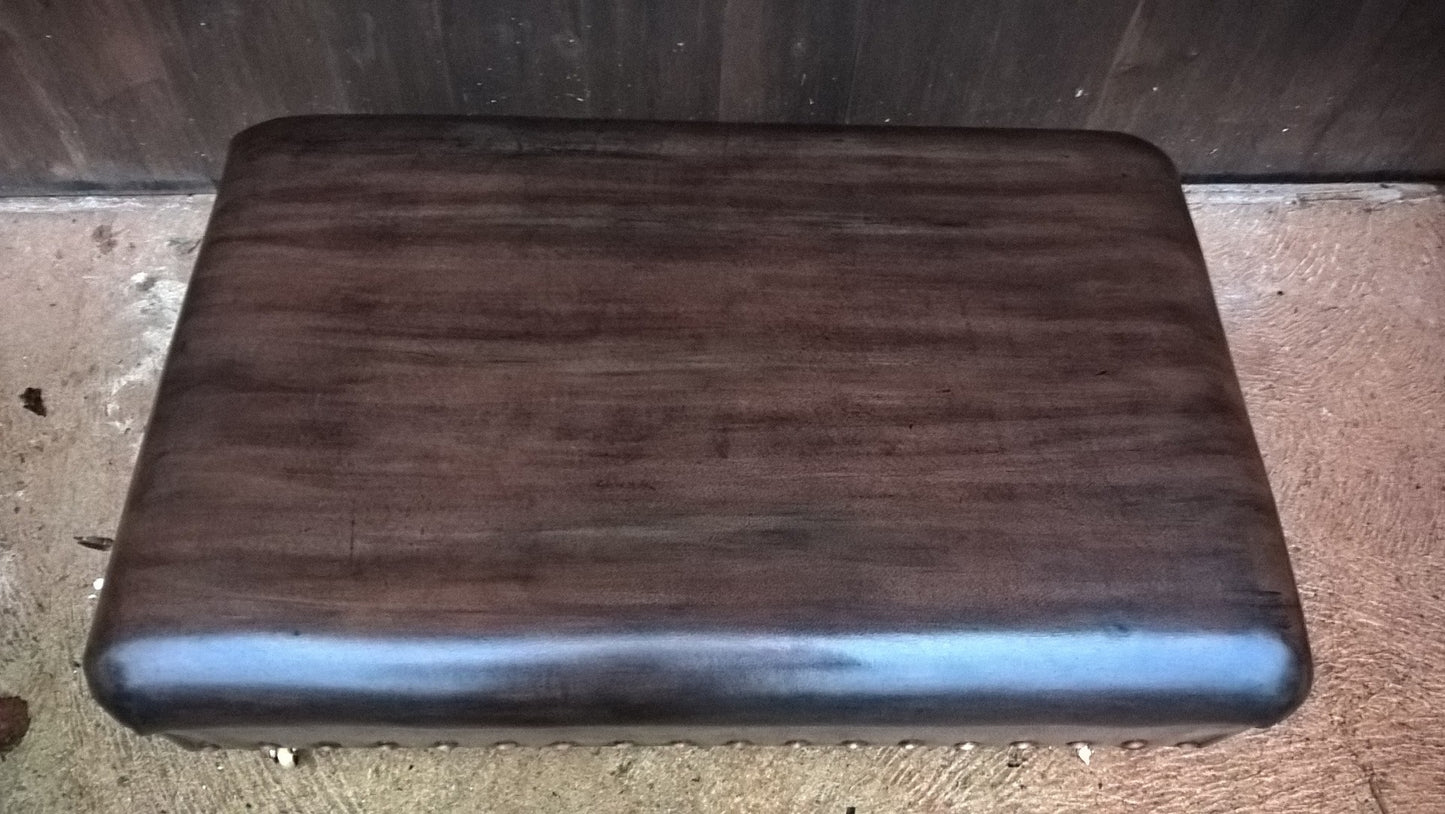 Gorgeous Vintage Leather Stool / Chesterfield Style Leather Footstool