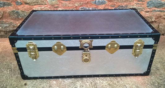 Metal Steamer Trunk / Aluminium Travel Trunk / Storage Chest