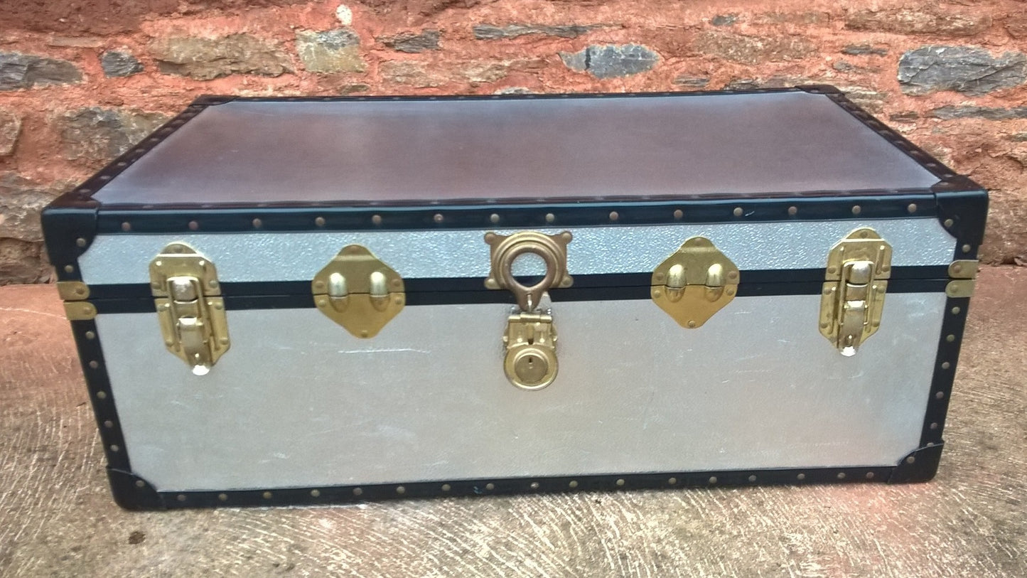 Metal Steamer Trunk / Aluminium Travel Trunk / Storage Chest