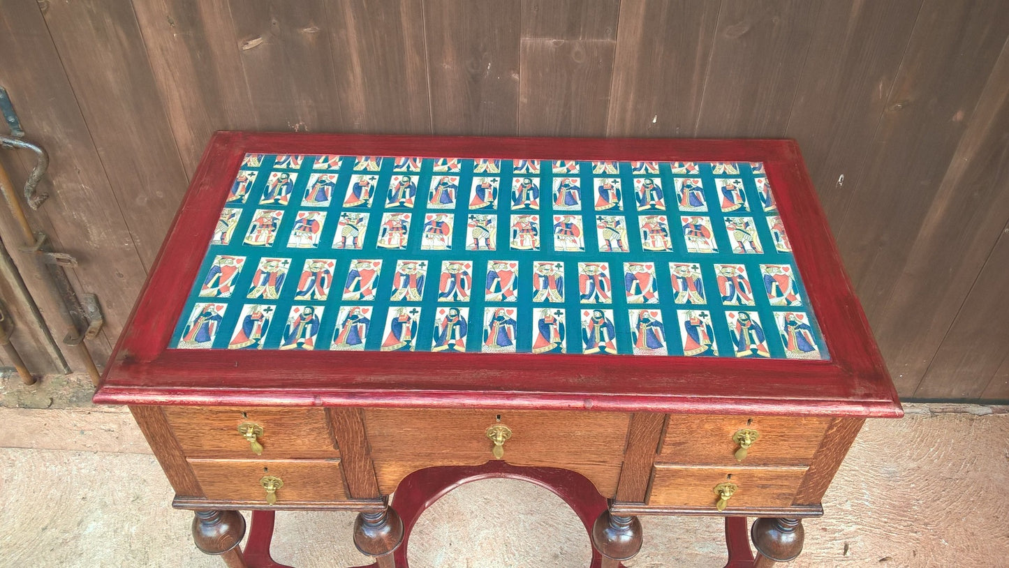 259....Stunning Vintage Desk / Jacobean Style Oak Desk / Jacobean Style Dressing Table ( SOLD )