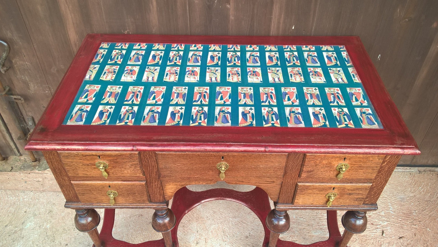 259....Stunning Vintage Desk / Jacobean Style Oak Desk / Jacobean Style Dressing Table ( SOLD )