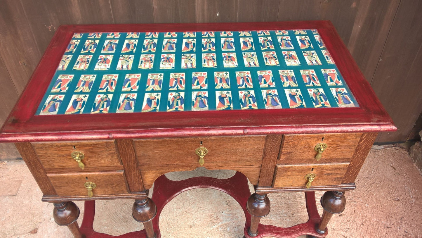 259....Stunning Vintage Desk / Jacobean Style Oak Desk / Jacobean Style Dressing Table ( SOLD )