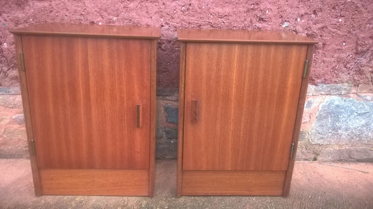 Retro Bedside Cabinets / Pair Teak Bedside Cupboards