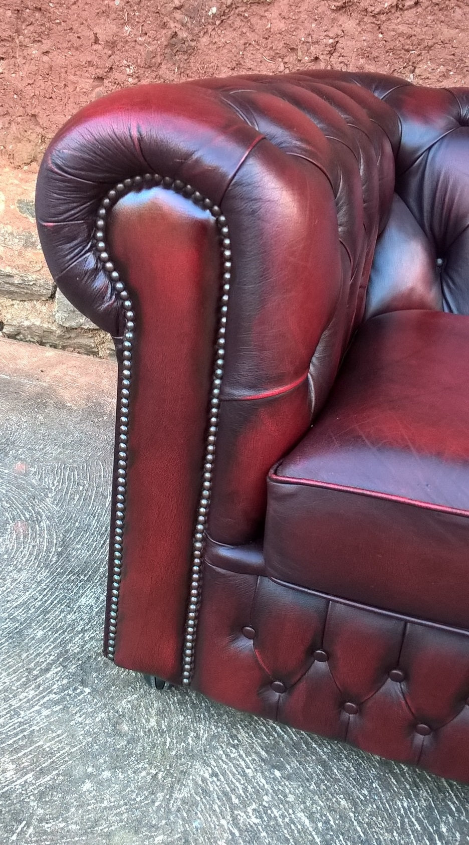 Leather Chesterfield 3 Seat Sofa / Chesterfield Dark Red Sofa