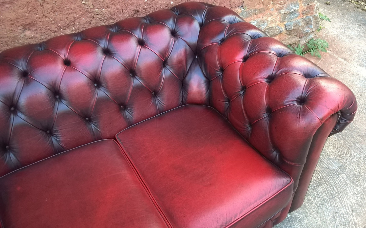 Leather Chesterfield 3 Seat Sofa / Chesterfield Dark Red Sofa