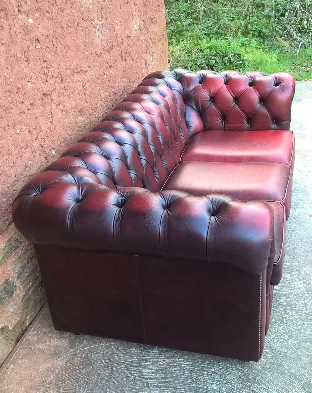 Leather Chesterfield 3 Seat Sofa / Chesterfield Dark Red Sofa