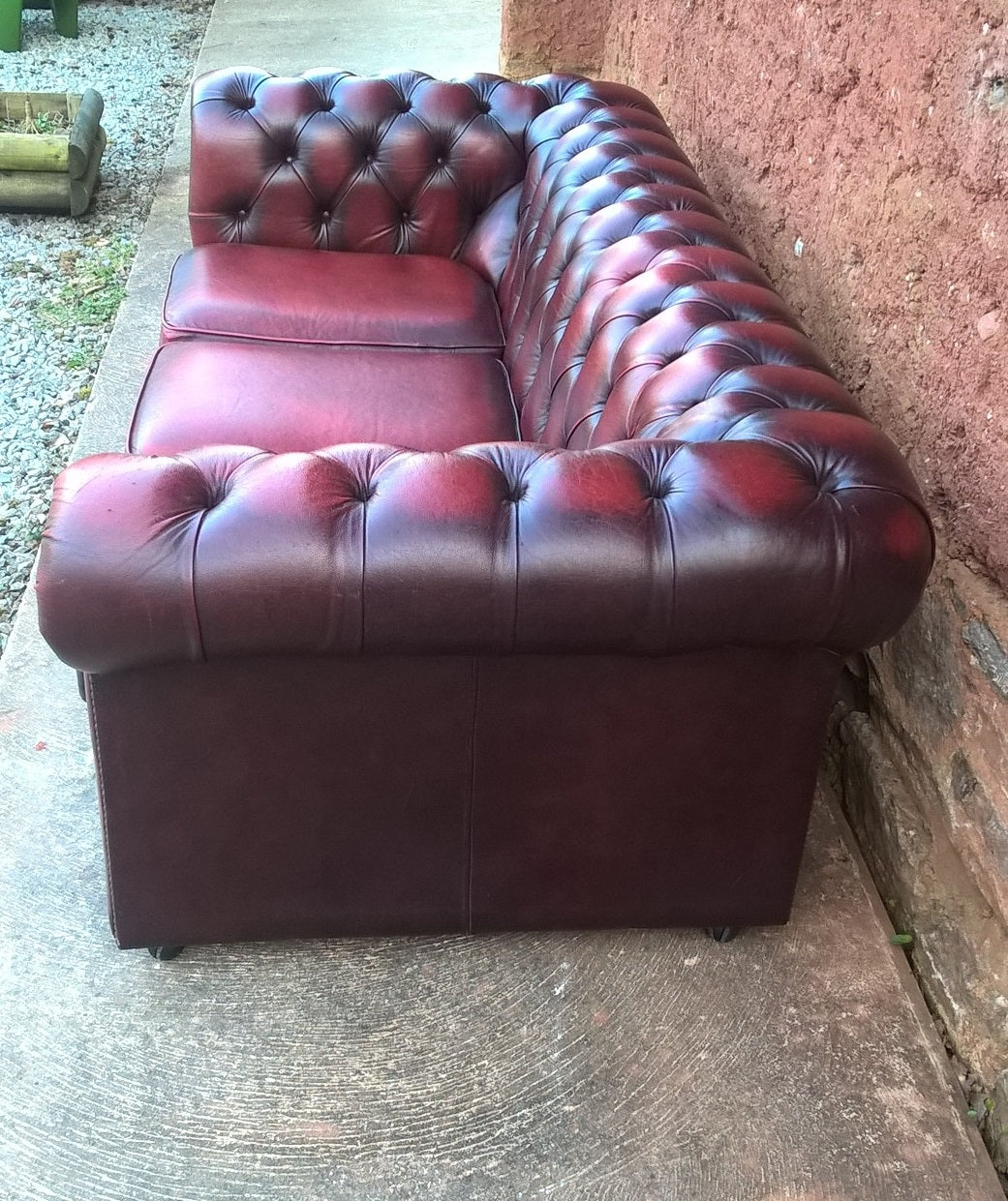 Leather Chesterfield 3 Seat Sofa / Chesterfield Dark Red Sofa