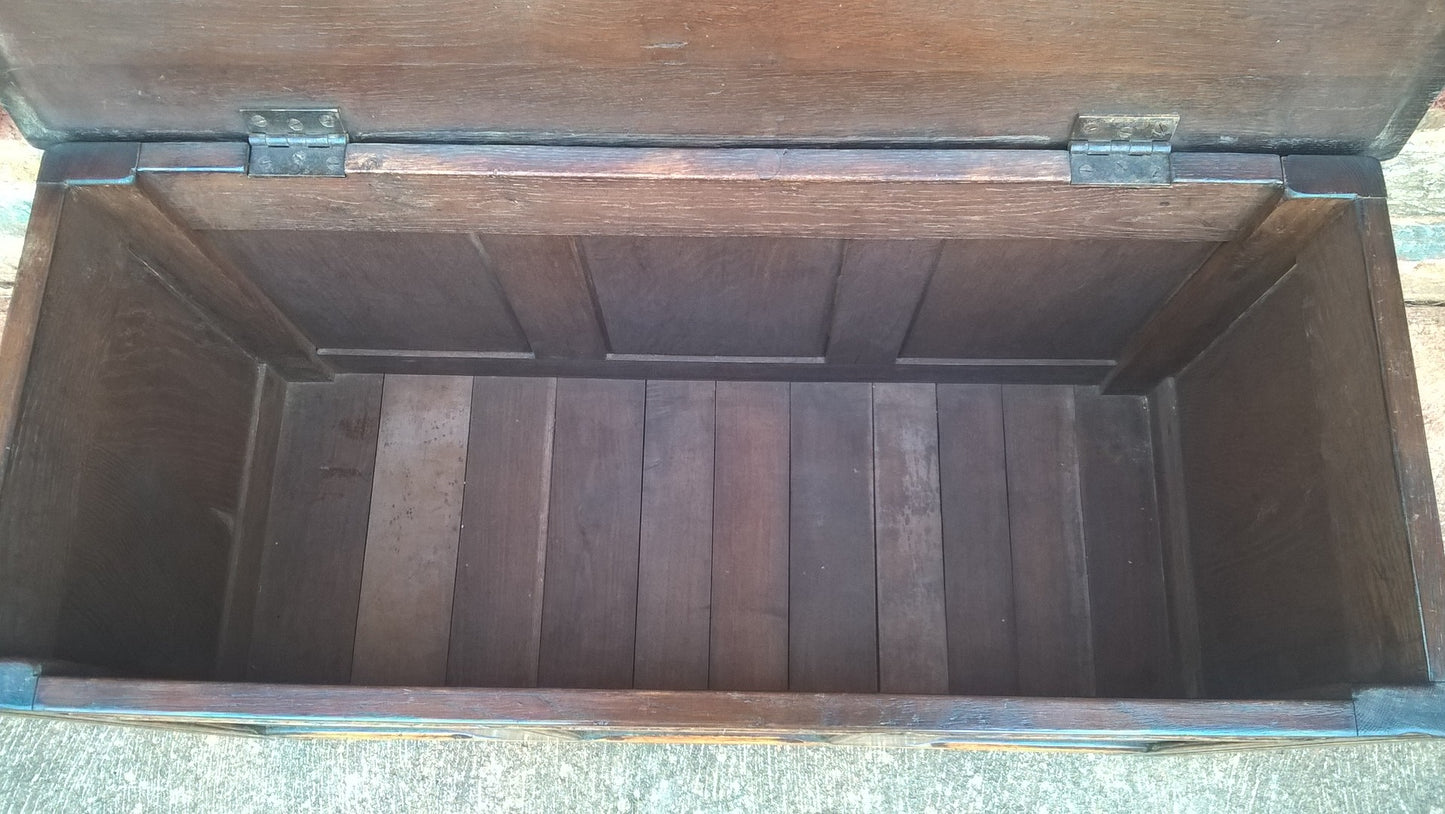 Gorgeous Small Carved Oak Coffer / Vintage Storage Chest