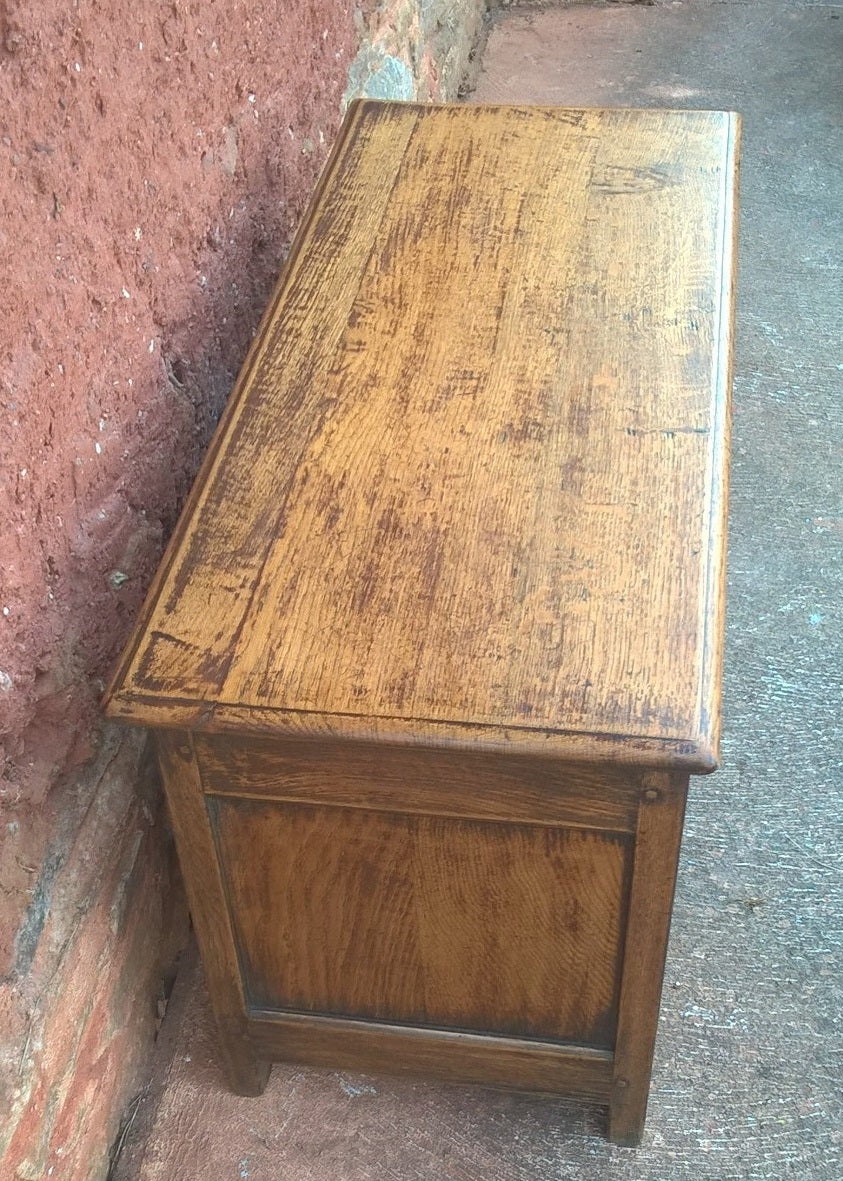Gorgeous Small Carved Oak Coffer / Vintage Storage Chest