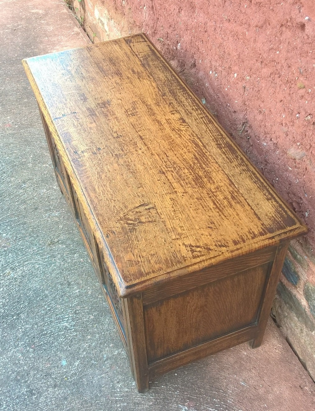 Gorgeous Small Carved Oak Coffer / Vintage Storage Chest
