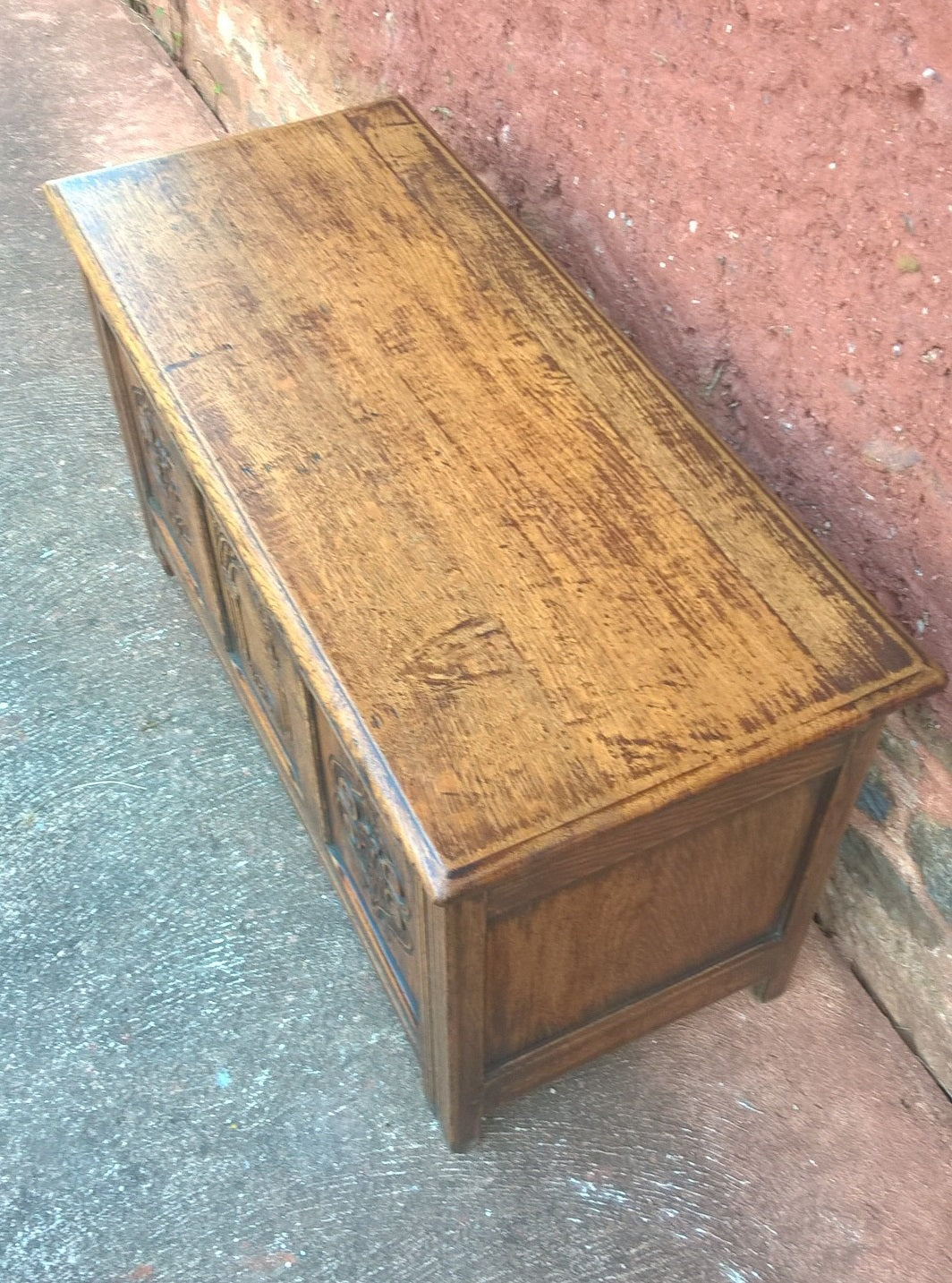 Gorgeous Small Carved Oak Coffer / Vintage Storage Chest