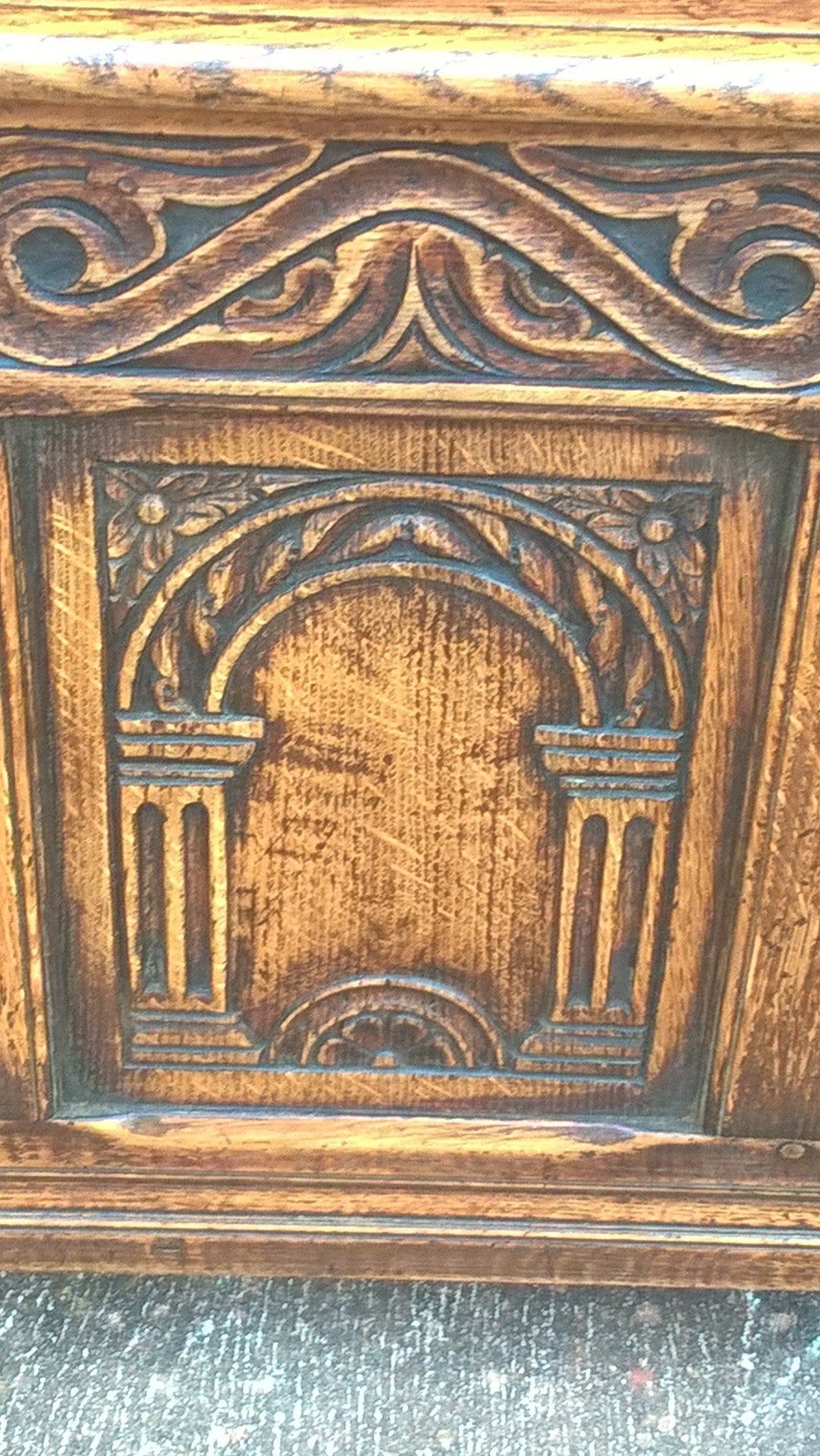 Gorgeous Small Carved Oak Coffer / Vintage Storage Chest