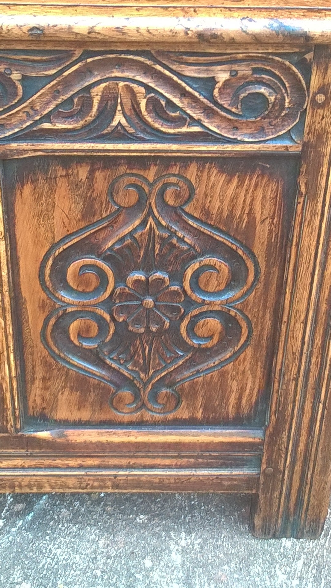 Gorgeous Small Carved Oak Coffer / Vintage Storage Chest