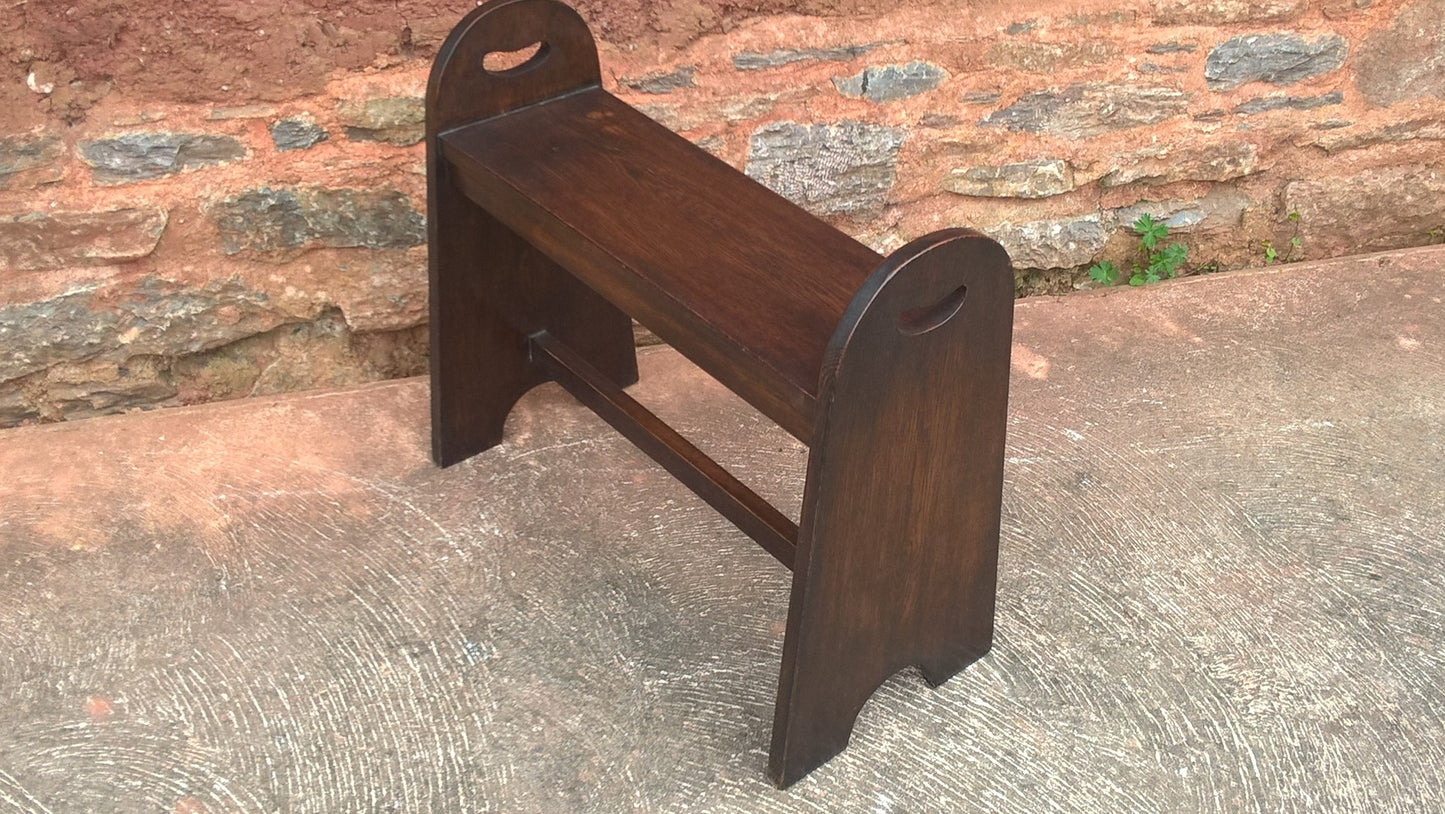 Arts And Crafts Oak Boot Stool / Vintage Oak Stool