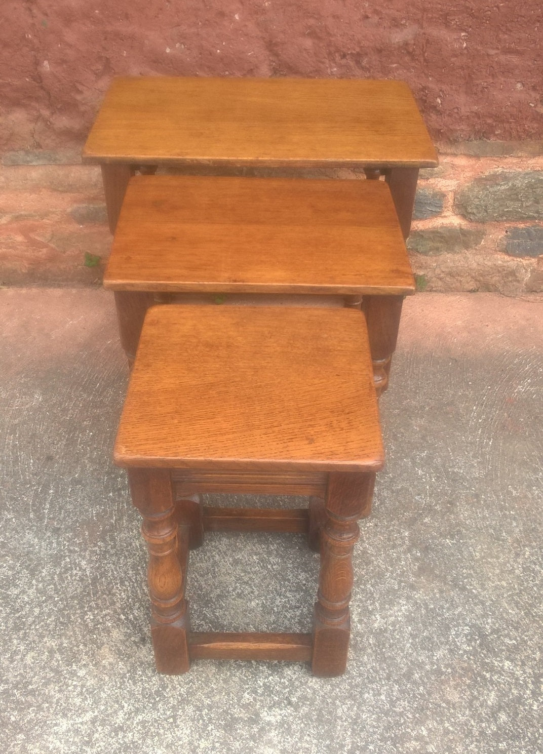 Solid Oak Vintage Nest Of Tables