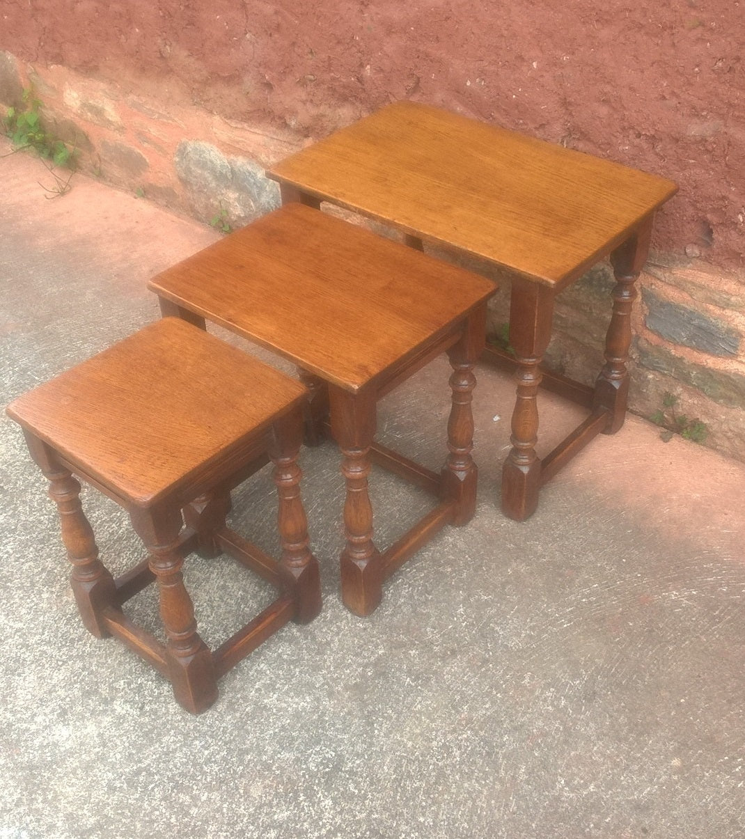 Solid Oak Vintage Nest Of Tables