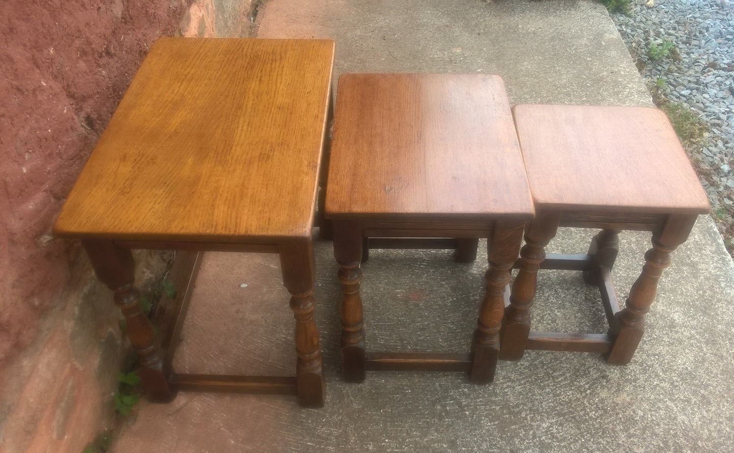 Solid Oak Vintage Nest Of Tables