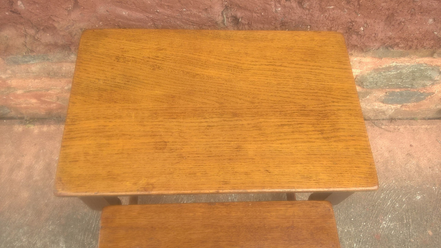 Solid Oak Vintage Nest Of Tables