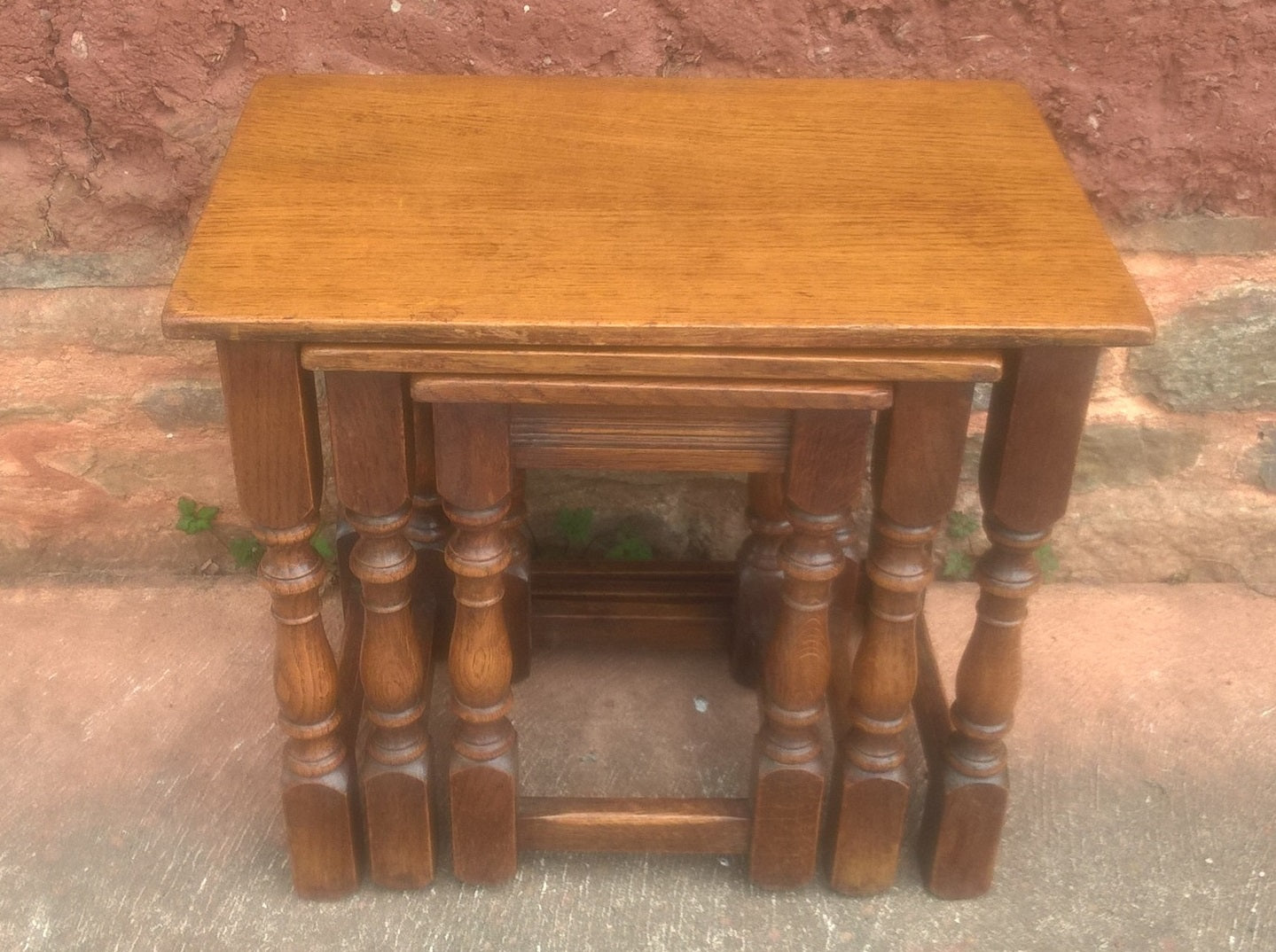 Solid Oak Vintage Nest Of Tables