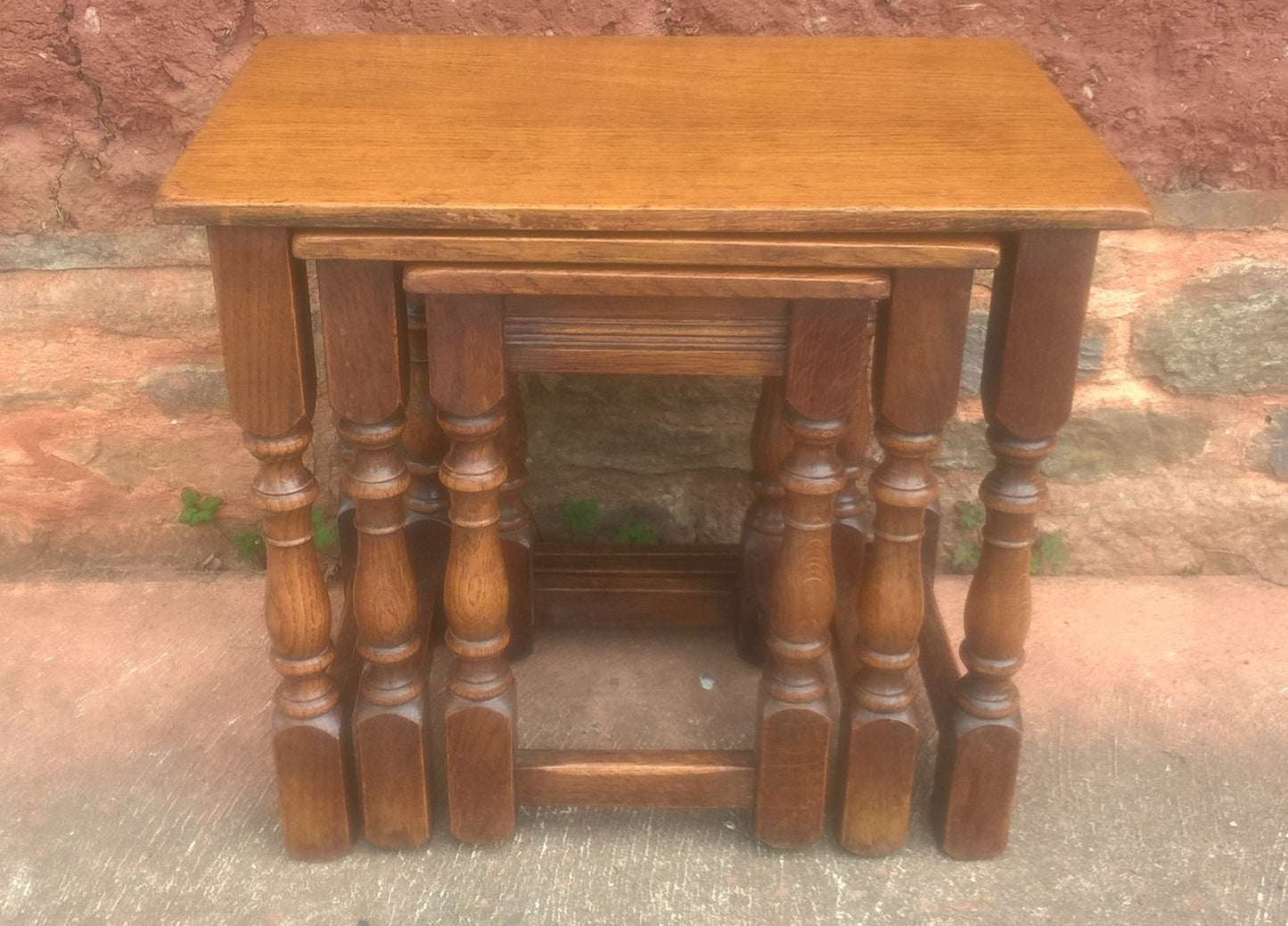 Solid Oak Vintage Nest Of Tables