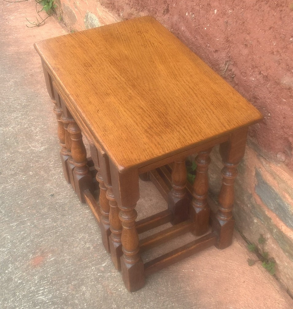 Solid Oak Vintage Nest Of Tables
